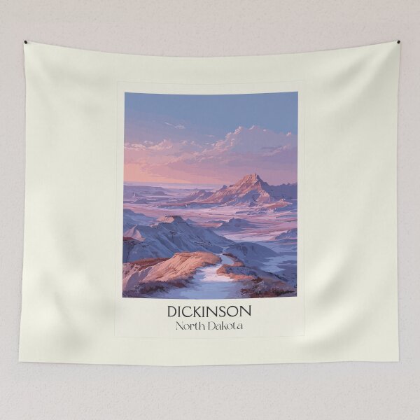 Item preview, Dickinson North Dakota Vintage Poster | Little Missouri Badlands Art Print | Prairie Sunset Decor designed and sold by TuncGK.