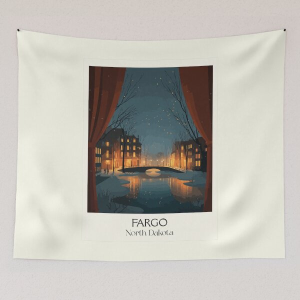 Item preview, Fargo North Dakota Vintage Poster | Red River Valley Art Print | Historic Downtown Decor designed and sold by TuncGK.