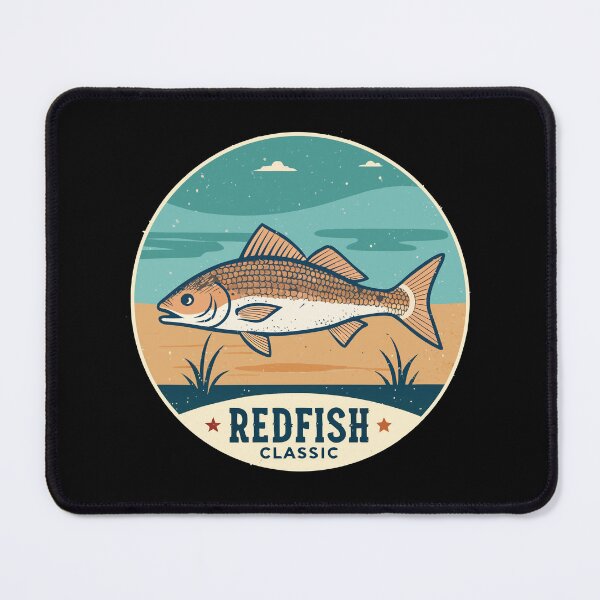Item preview, Vintage Redfish Classic – Retro Coastal Fishing Badge designed and sold by VividOrganica.