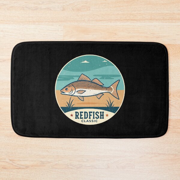 Item preview, Vintage Redfish Classic – Retro Coastal Fishing Badge designed and sold by VividOrganica.