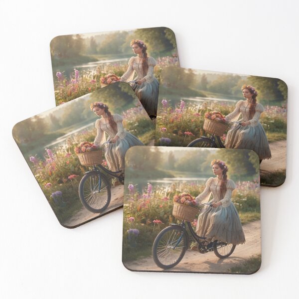 Artikelvorschau, Victorian Lady Cycling Along the River Path entworfen und verkauft von BlareBlare.