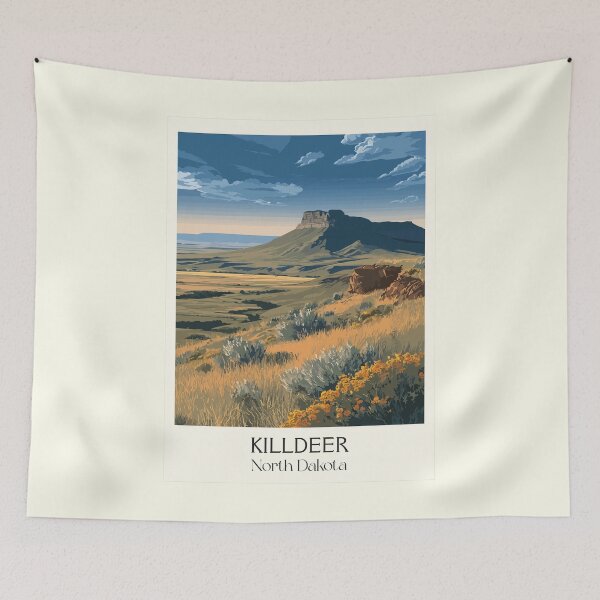 Item preview, Killdeer Mountains North Dakota Vintage Poster | Badlands Butte Art Print | Western ND Scenery Decor designed and sold by TuncGK.