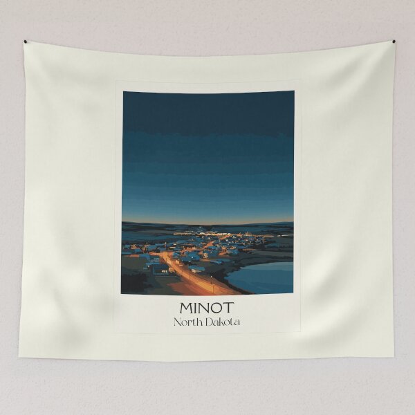 Item preview, Minot North Dakota Vintage Poster | Magic City Night Lights Art Print | Souris River Valley Decor designed and sold by TuncGK.