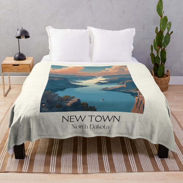 Item preview, New Town North Dakota Vintage Poster | Lake Sakakawea Scenery Art Print | Four Bears Bridge Decor designed and sold by TuncGK.