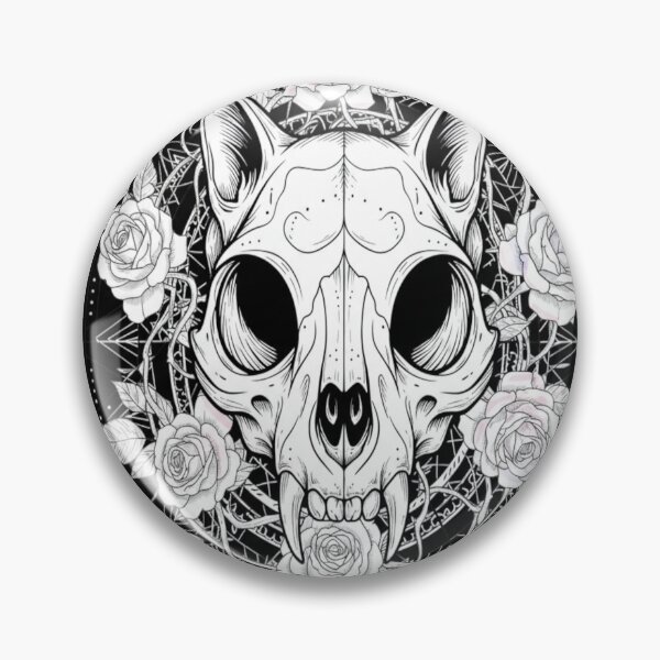 Item preview, Cat Skull Mandala Gothic Sacred Geometry Feline Design designed and sold by Neko-Doodle-co.
