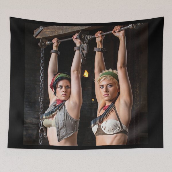 Item preview, Two captive fantasy post apocalyptic warrior women art photo designed and sold by Vintage Designs +.