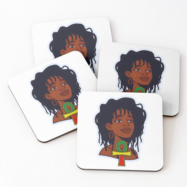 Artikelvorschau, Schwarze Frau mit Schlössern Aufkleber | Rastafari Ankh Symbol | Afrozentrisches minimalistisches Design entworfen und verkauft von OsasChild.