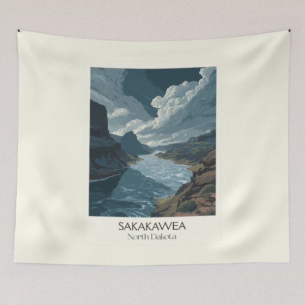 Item preview, Lake Sakakawea North Dakota Vintage Poster | Missouri River Scenery Art Print | Fishing & Boating Decor designed and sold by TuncGK.