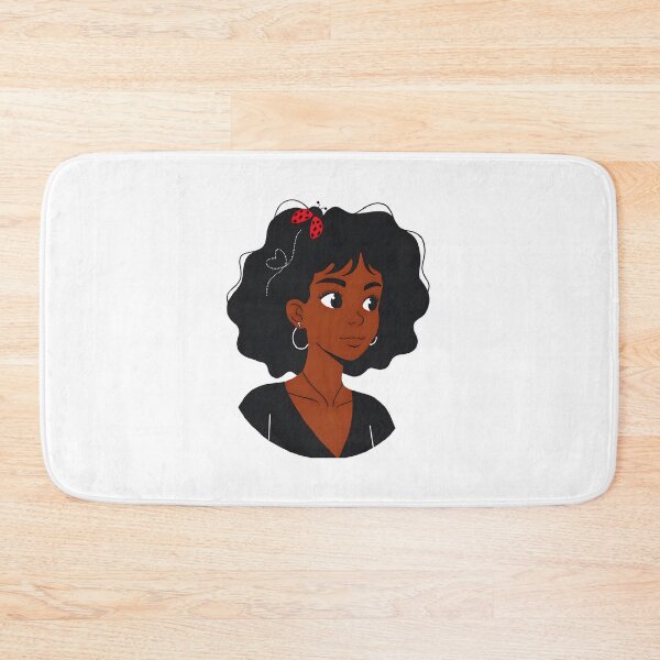 Item preview, Afro Beauty Sticker – Black Woman with Ladybug Heart Trail designed and sold by OsasChild.