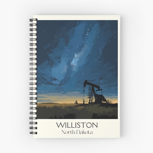 Item preview, Williston North Dakota Vintage Poster | Oil Field Night Sky Art Print | Bakken Scenery Decor designed and sold by TuncGK.