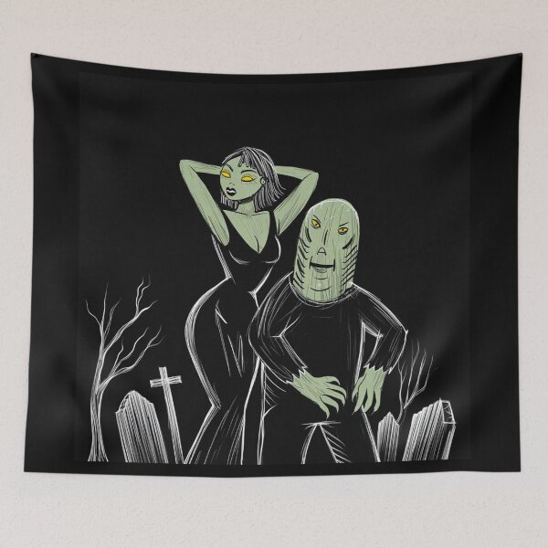 Item preview, The creature from the black lagoon and his bride illustration designed and sold by Vintage Designs +.