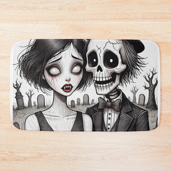 Item preview,  Fancy dapper Skeleton man and creepy zombie girl cool horror art designed and sold by Vintage Designs +.
