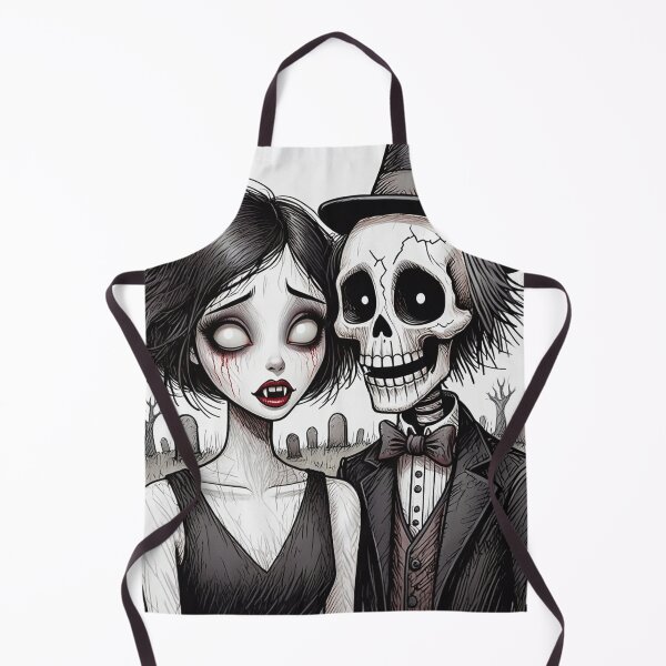 Item preview,  Fancy dapper Skeleton man and creepy zombie girl cool horror art designed and sold by Vintage Designs +.