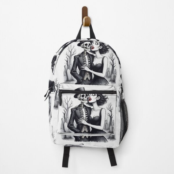 Item preview,   Fancy dapper Skeleton man and creepy zombie girl cool horror art designed and sold by Vintage Designs +.