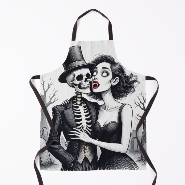Item preview,   Fancy dapper Skeleton man and creepy zombie girl cool horror art designed and sold by Vintage Designs +.