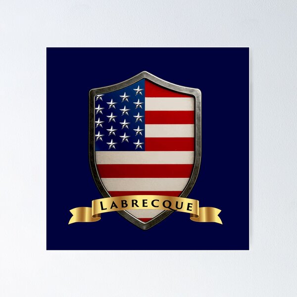 Item preview, Labrecque Family USA Shield, Stars & Stripes Pride Crest designed and sold by Highlandkings.