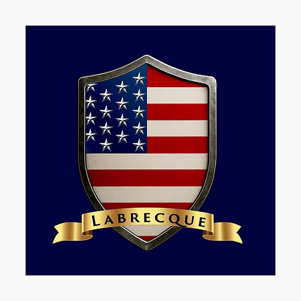 Item preview, Labrecque Family USA Shield, Stars & Stripes Pride Crest designed and sold by Highlandkings.