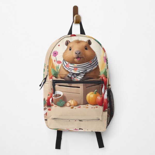 Item preview, Happy Capybara with Fruits and Flowers in a Wooden Crate designed and sold by PandP-27.