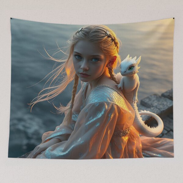 Item preview, Girl with her dragon designed and sold by Cosmic Free Mama.