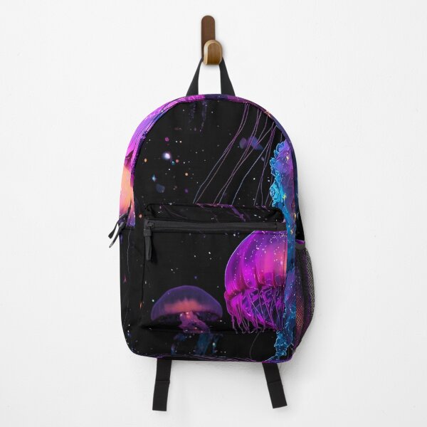 Item preview, Magical Neon Jellyfish in Cosmic Ocean | Vibrant Bioluminescent Sea Creature Artwork designed and sold by ColorSplash123.