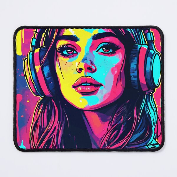 Item preview, Colorful Portrait of a Woman with Headphones designed and sold by marakaram.