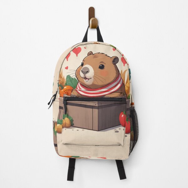 Item preview, Cute Capybara in a Wooden Crate with Vegetables and Hearts designed and sold by PandP-27.