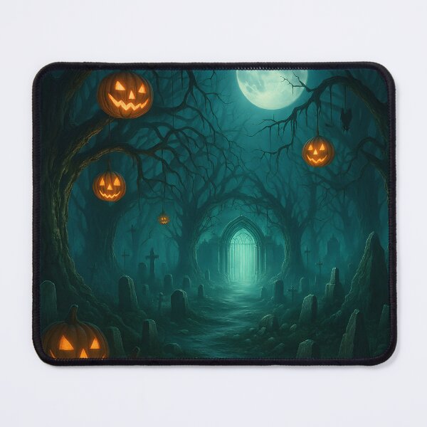 Item preview, Graveyard Gate with Pumpkins – Gothic Halloween Night designed and sold by Nguyenhaithanh.
