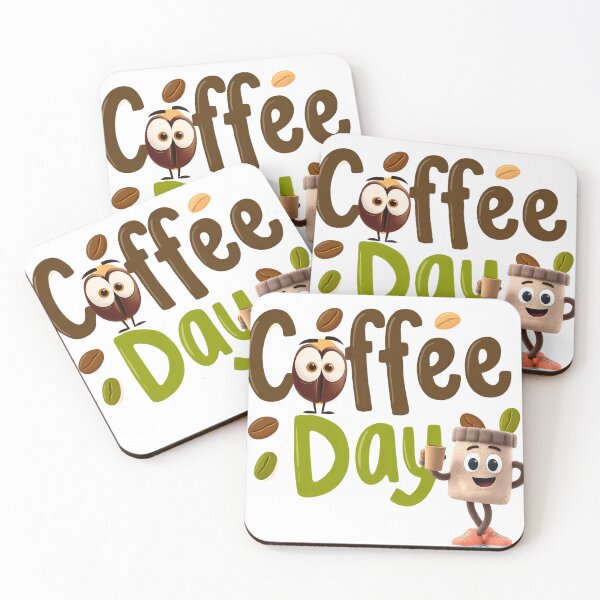 Item preview, Coffee Day – Cute Cartoon Coffee Bean & Cup Art designed and sold by DesignArtist.ia.