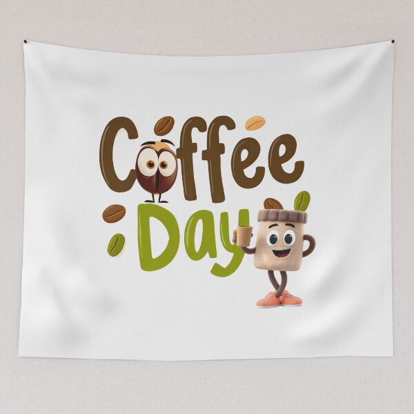 Item preview, Coffee Day – Cute Cartoon Coffee Bean & Cup Art designed and sold by DesignArtist.ia.