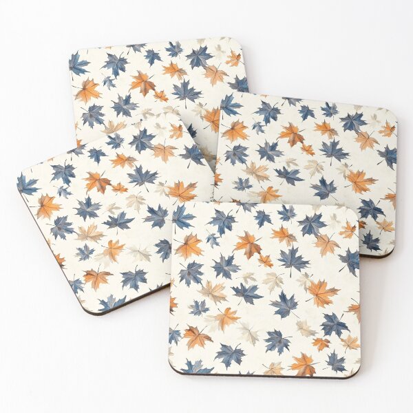 Item preview, Orange Blue Autumn Falling Maple Leaves Watercolor All Over designed and sold by Feeling Artsy.
