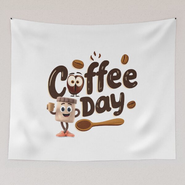 Item preview, Coffee Day – Cute Cartoon Coffee Cup & Bean Art designed and sold by DesignArtist.ia.