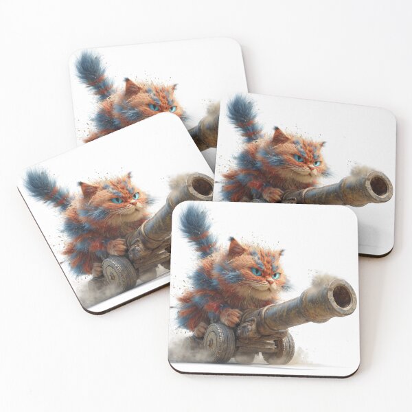 Item preview, Epic Battle Cat Digital Art | Blue & Orange Cat Warrior on Cannon | Fantasy Cat Illustration 02 designed and sold by Jamkub157.
