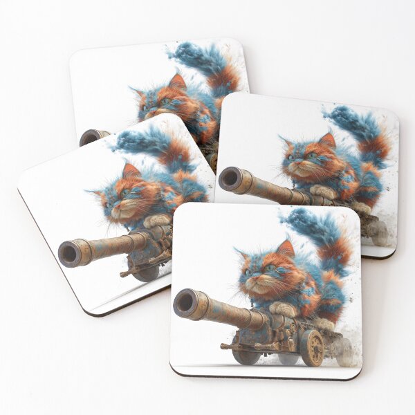 Item preview, Epic Battle Cat Digital Art | Blue & Orange Cat Warrior on Cannon | Fantasy Cat Illustration 03 designed and sold by Jamkub157.