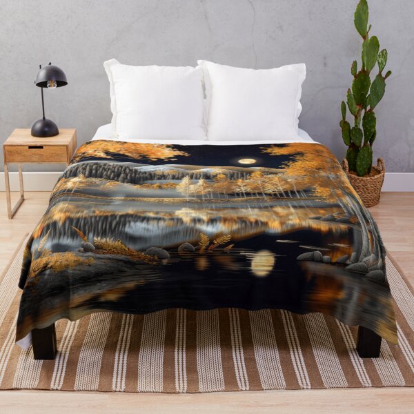 Item preview, Autumn Mountain Scenery at Night – Snow-capped Mountains and Lake Reflection Landscape Art designed and sold by MargaretWiktor.