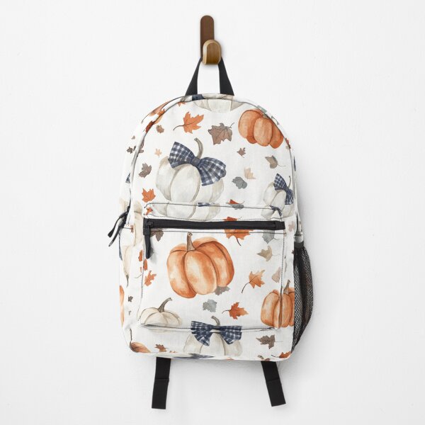 Item preview, Orange Blue Autumn Pumpkins and Falling Maple Leaves Watercolor All Over designed and sold by Feeling Artsy.
