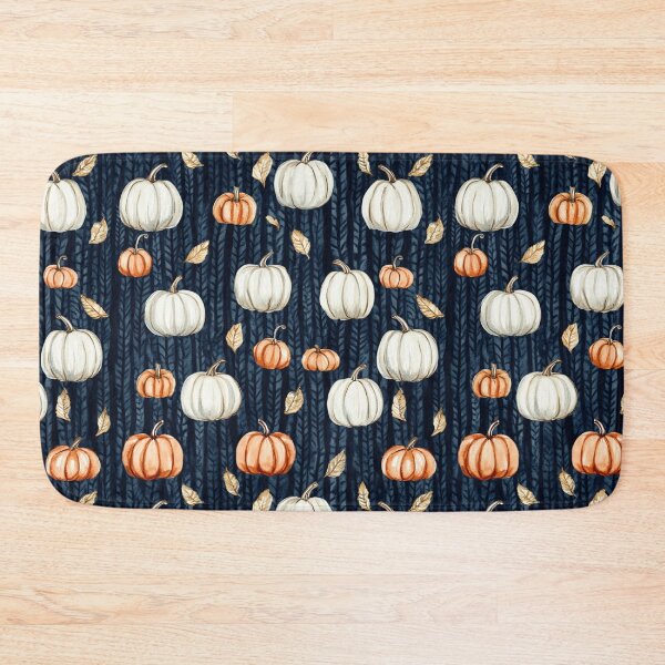 Item preview, Orange Blue Autumn Pumpkins and Falling Maple Leaves Watercolor All Over designed and sold by Feeling Artsy.