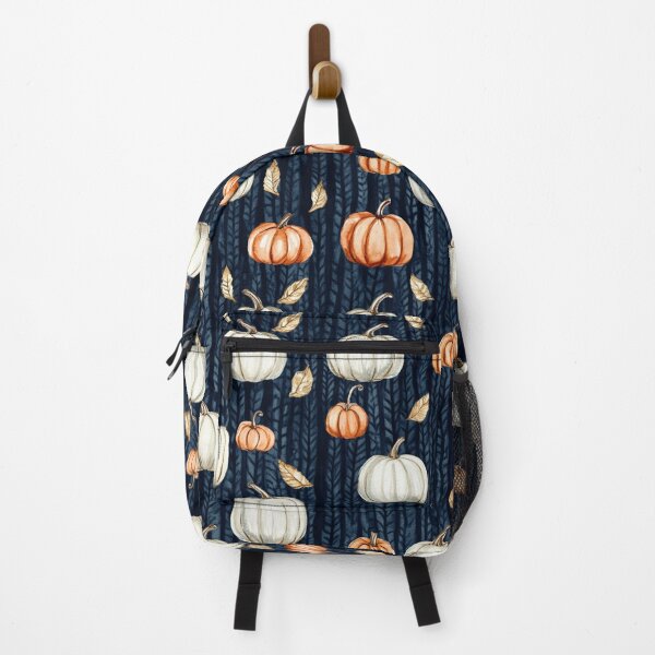 Item preview, Orange Blue Autumn Pumpkins and Falling Maple Leaves Watercolor All Over designed and sold by Feeling Artsy.