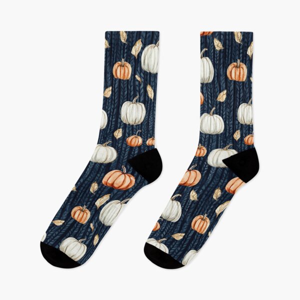 Item preview, Orange Blue Autumn Pumpkins and Falling Maple Leaves Watercolor All Over designed and sold by Feeling Artsy.