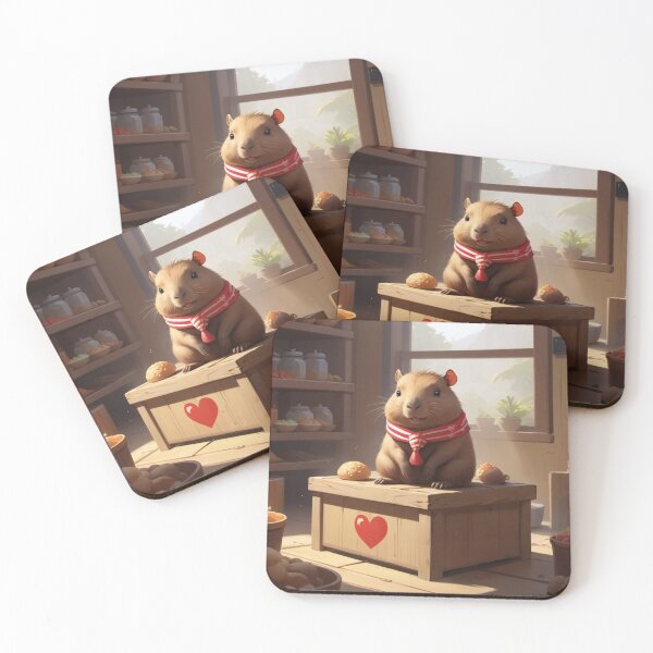 Item preview, Cute Capybara with Red Scarf Sitting on a Wooden Crate designed and sold by PandP-27.