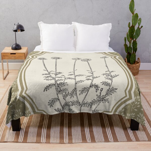 Item preview, Retro wildflowers in olive green, Line botanical, cottagecore designed and sold by ArticraftShop.