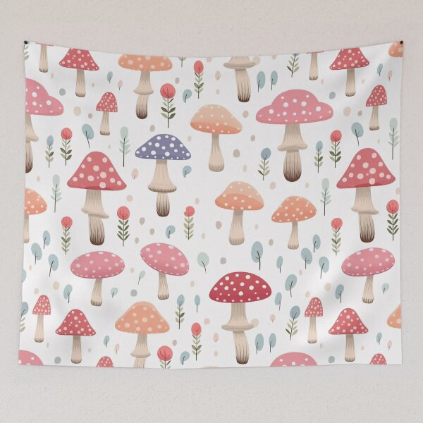 Item preview, Trippy mystical colorful mushroom pattern cottagecore cute aesthetic forestcore  designed and sold by cocomelon168.
