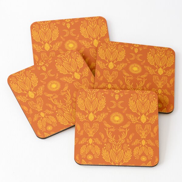 Item preview, Burnt Orange and Golden Mustard throws and Blankets/ Stag / Forest / Nature Theme  designed and sold by RBWArtandDesign.