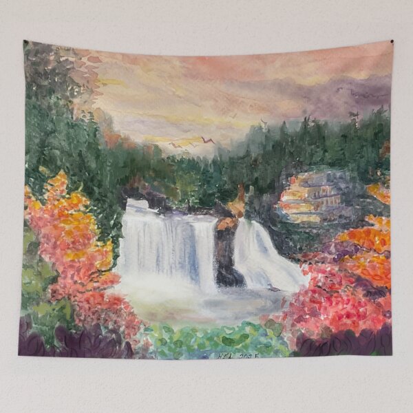 Item preview, Blackwater Falls Autumn Watercolor- West Virginia State Part Fall Foliage Landscape Painting designed and sold by HeidiArtist.