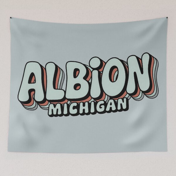 Item preview, Albion Michigan Retro 70s Bubble Text designed and sold by TheOldMittenIllustrated.