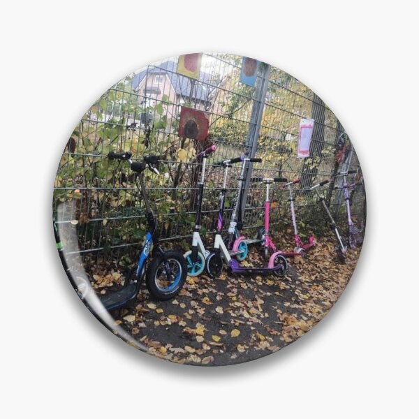 Item preview, Herbstszene – Blätter und Roller am Zaun 	•	Autumn Vibes – Leaves and Scooter on Fence 	•	Bunter Herbst – Natur & Kindheit designed and sold by Yaroplanner.