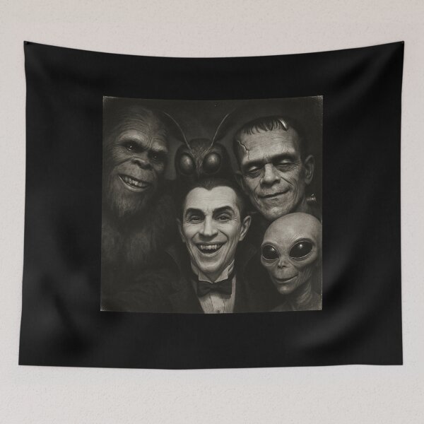 Item preview, Bigfoot alien Dracula Frankenstein Mothman Selfie Halloween designed and sold by elderberry.