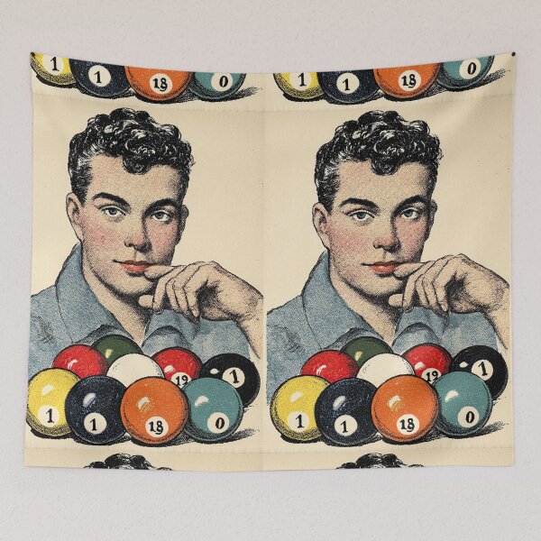 Item preview, Vintage comic book style portrait of a pool player designed and sold by Piotrek0001.