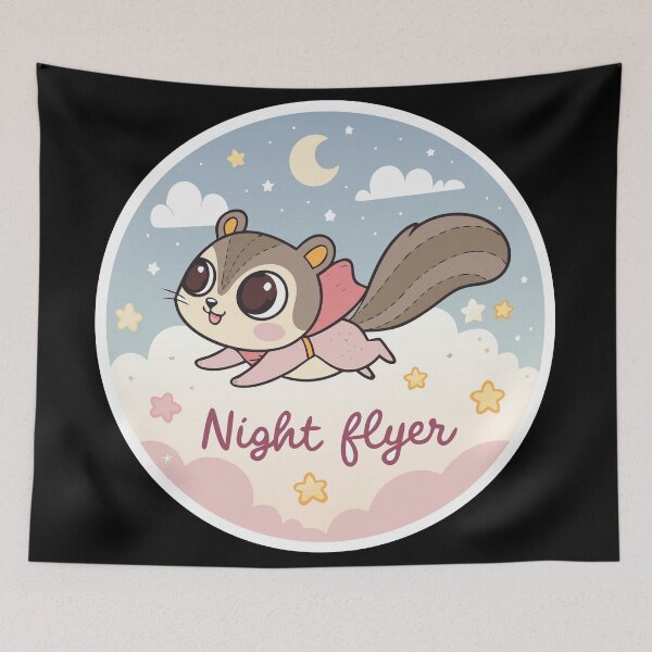 Item preview, Cute Flying Squirrel  – Night Flyer Cartoon Animal Illustration designed and sold by VividOrganica.