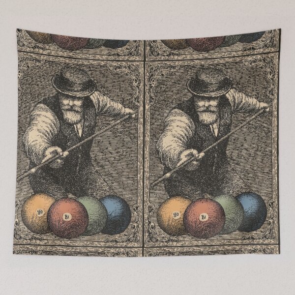 Item preview, Pool player with mustache in a vintage engraving designed and sold by Piotrek0001.