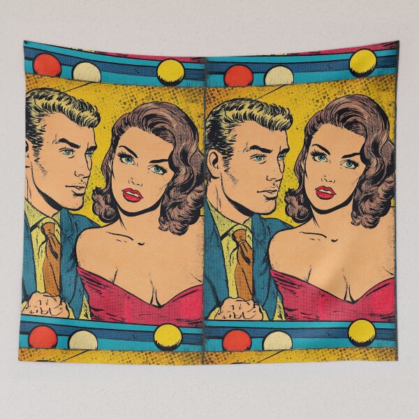 Item preview, Couple at billiards in comic book pop art style designed and sold by Piotrek0001.